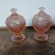 Chiseled Pink Glass Salt and Pepper Shaker Set