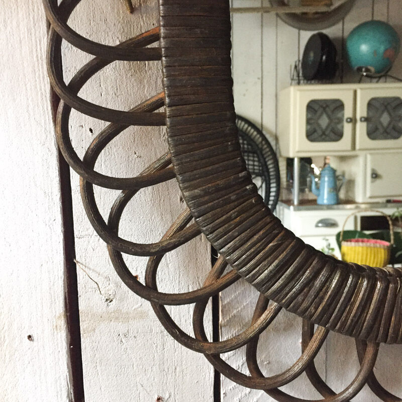 Mirror rattan 44x96cm