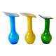 trio of designer vases in yellow, green and blue opaline from the 60s