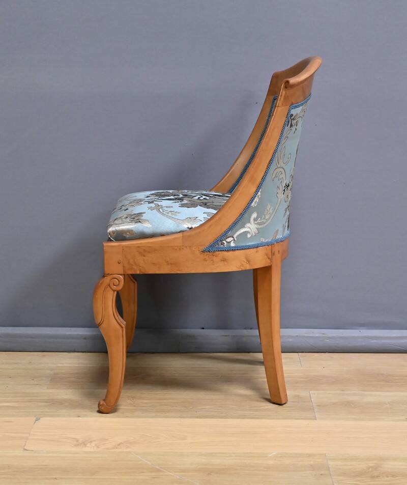 Gondola Chair in Cherry and Speckled Maple, Charles X Style – Mid-20th Century