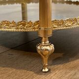 Round silver-plated brass table with triple eglomisé mirror tops from Maison Jansen.