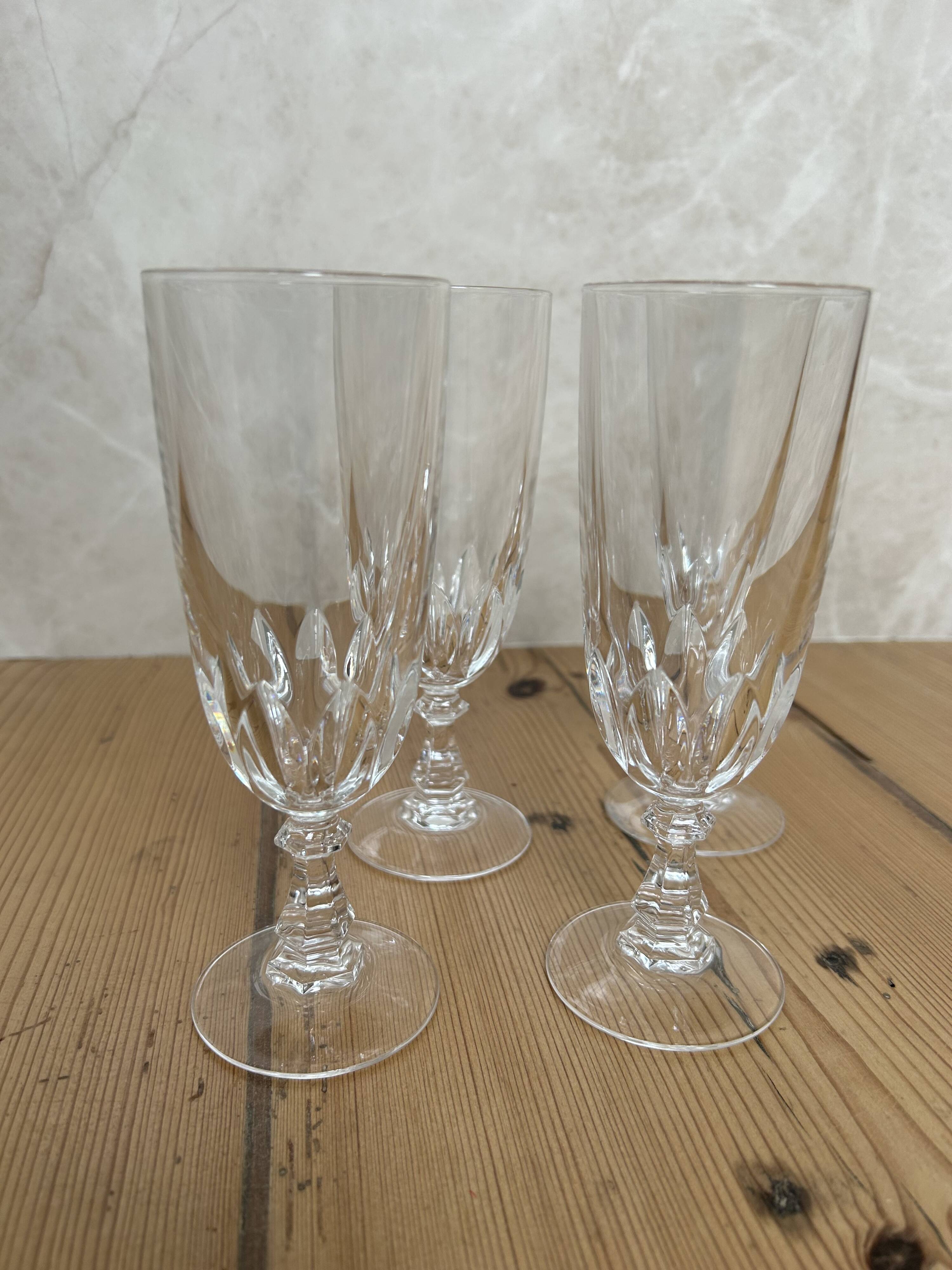 Set of 4 antique crystal flutes