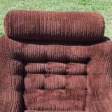 Pair of chauffeuse + pouf vintage fleece fabrics