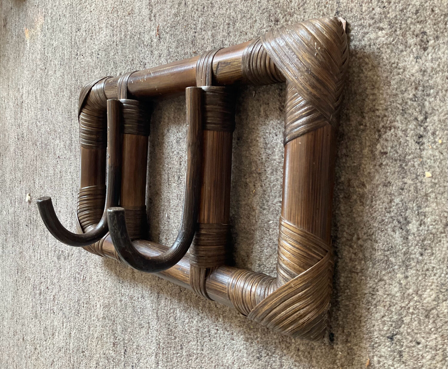 Vintage rattan coat rack 70s