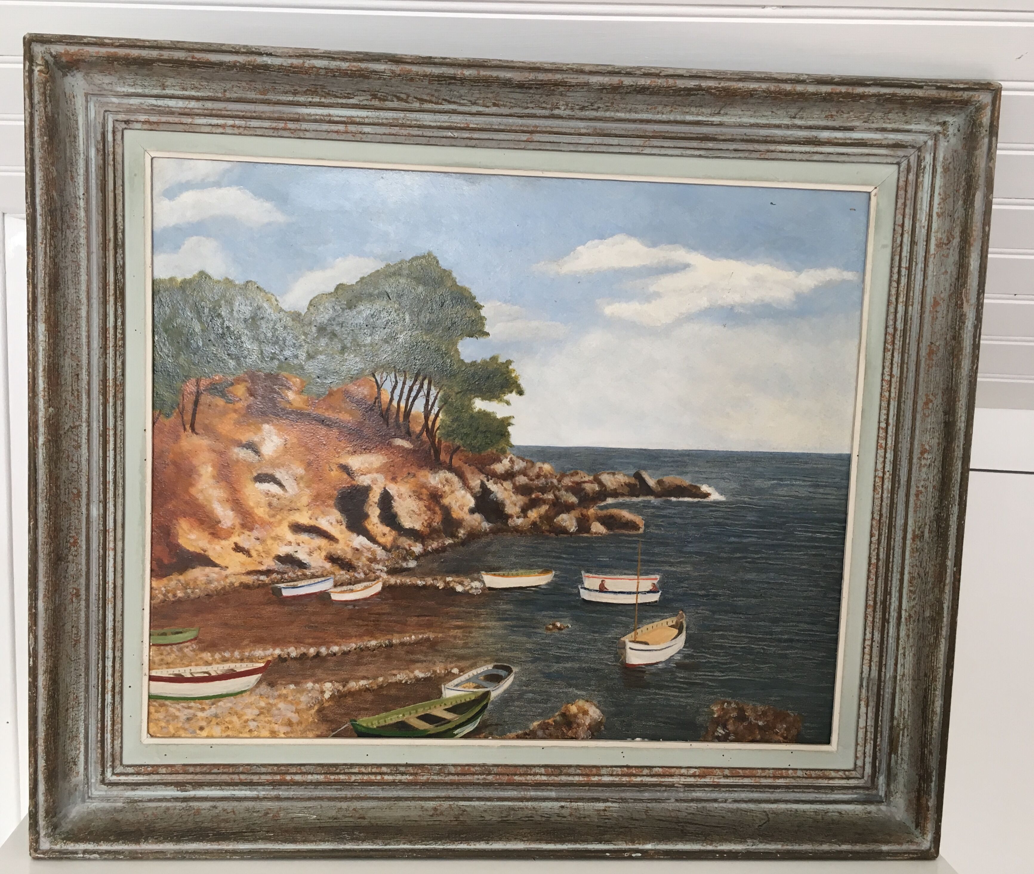Table seaside landscape Cote d'Azur years 60