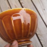 Brown and yellow ceramic bowl Digoin Sarreguemines