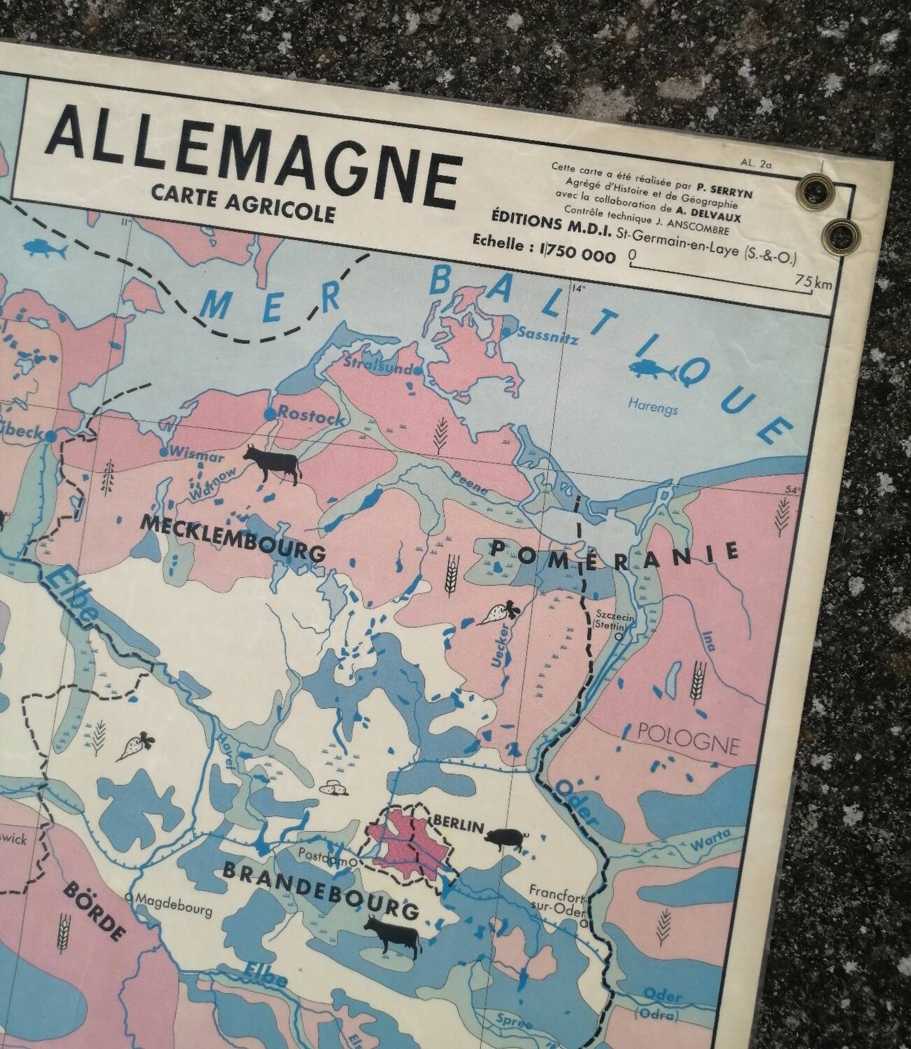 Old MDI map Germany Agricultural and vintage population