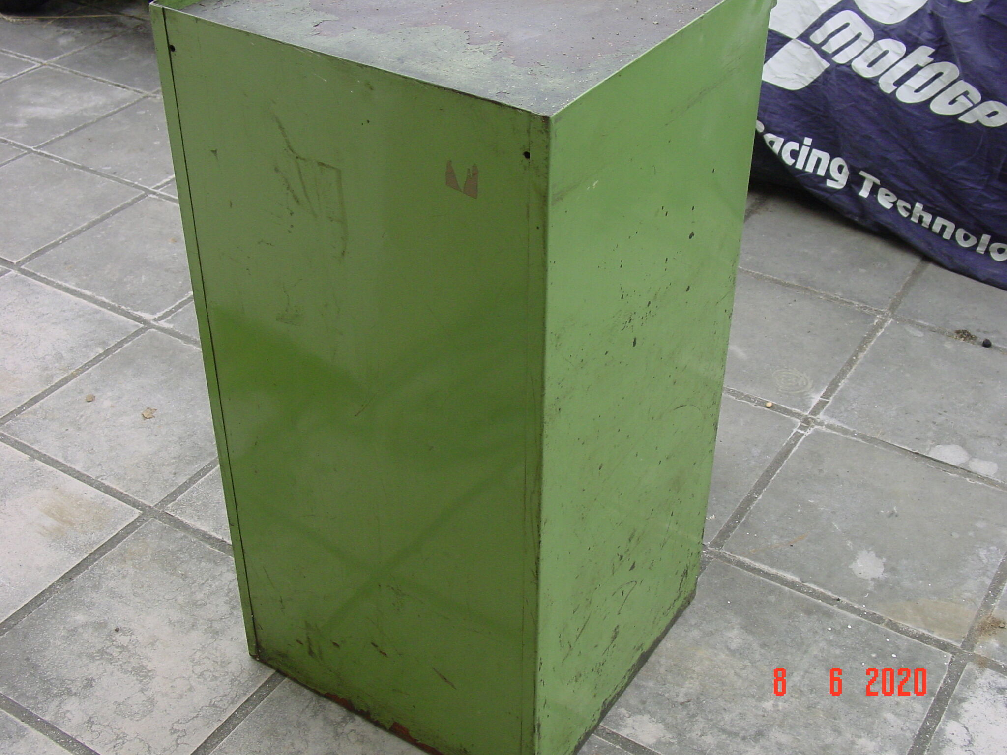 Green industrial metal cabinet