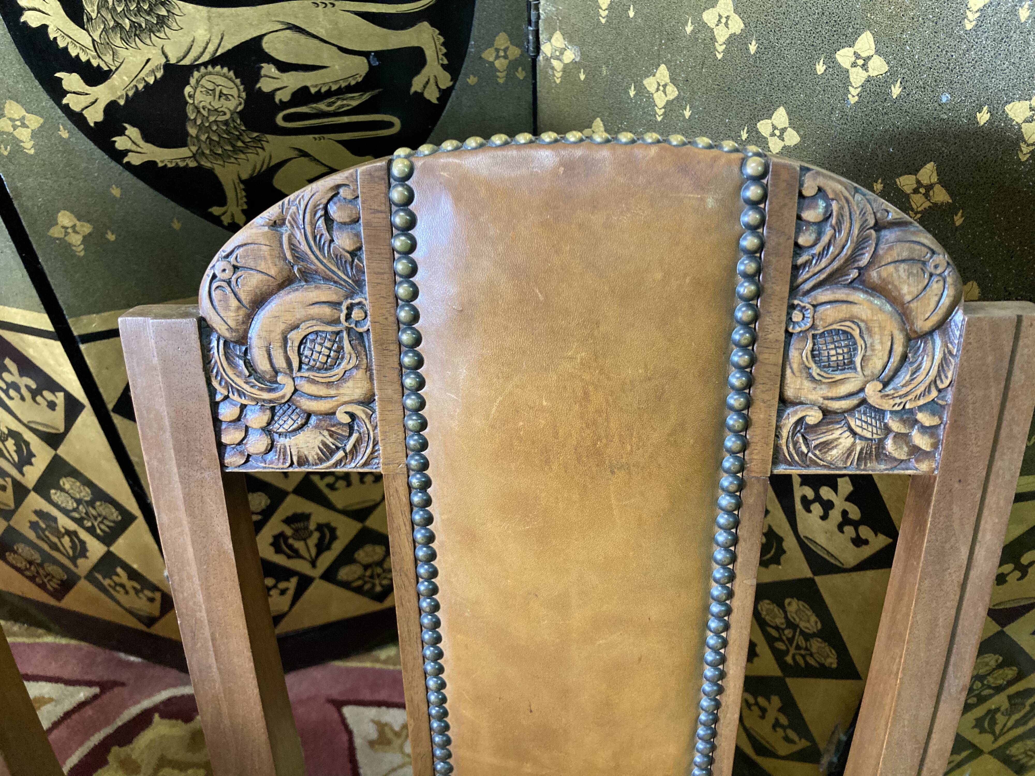 6 art deco chairs leather sitting