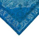Hand-Knotted Bohemian Turkish 1970s 152 cm x 263 cm Blue Carpet