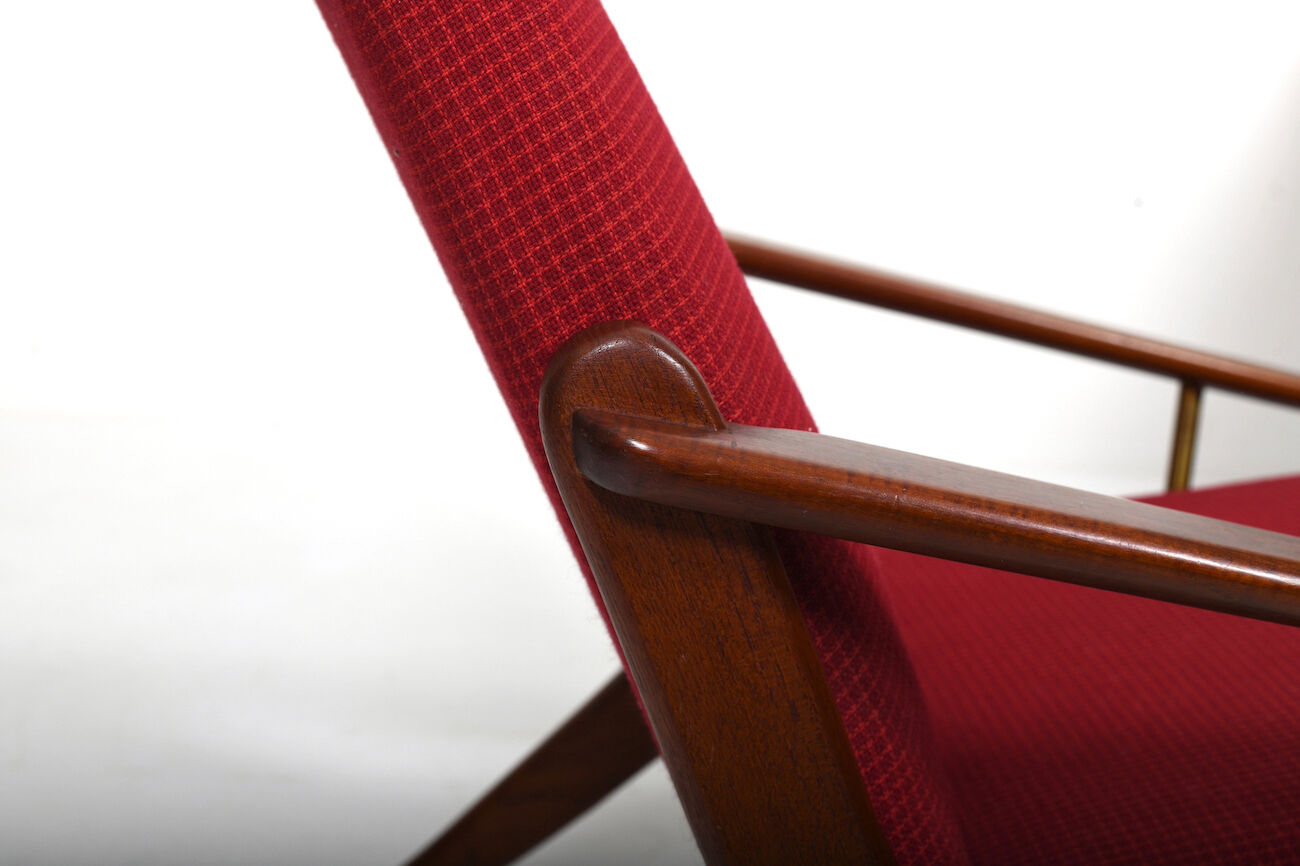 Mid Century Danish Teak and Brass Easychair 1960s