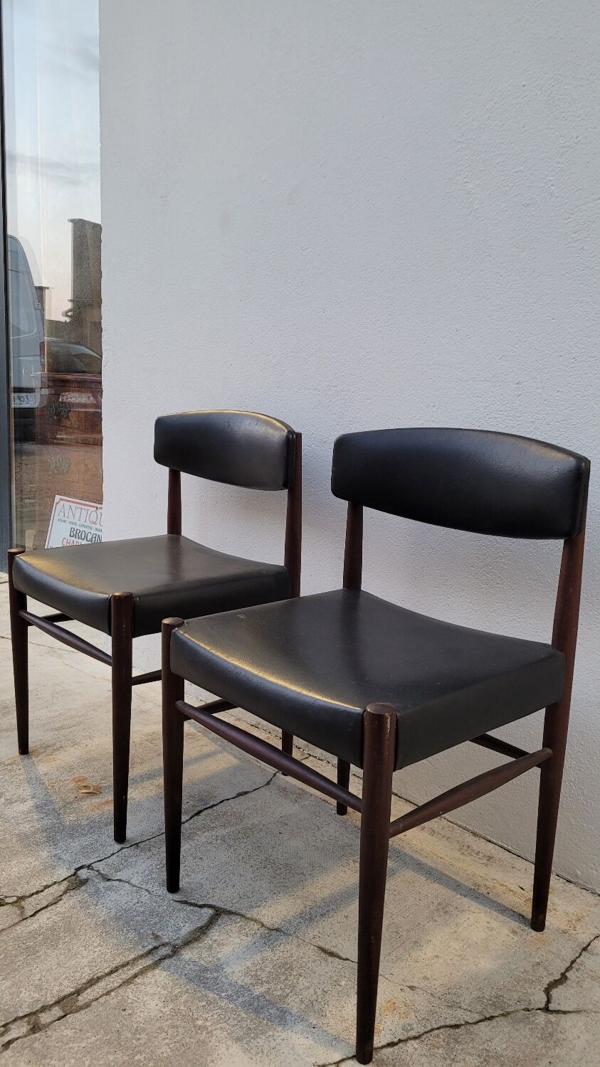 Pair of vintage teak Scandinavian chairs 1950