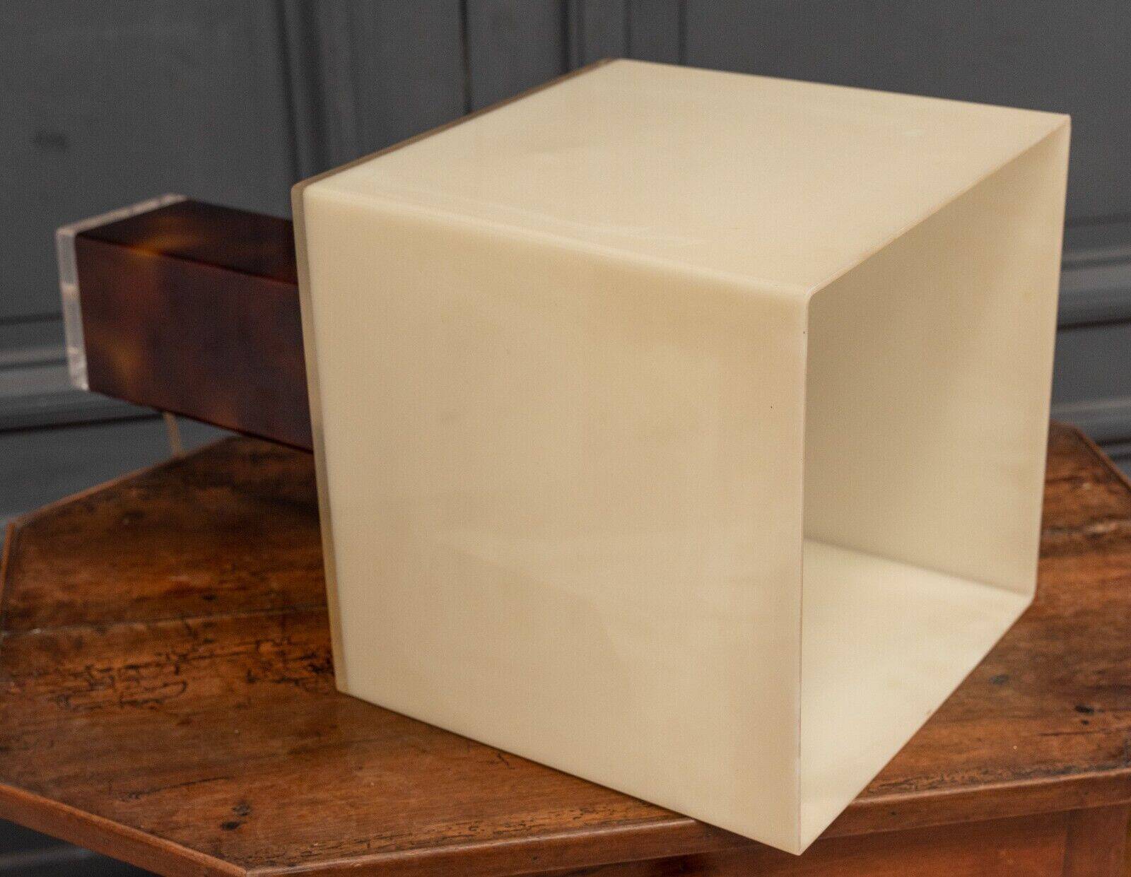 1970 lamp, white plexiglass lampshade, double patina amber base