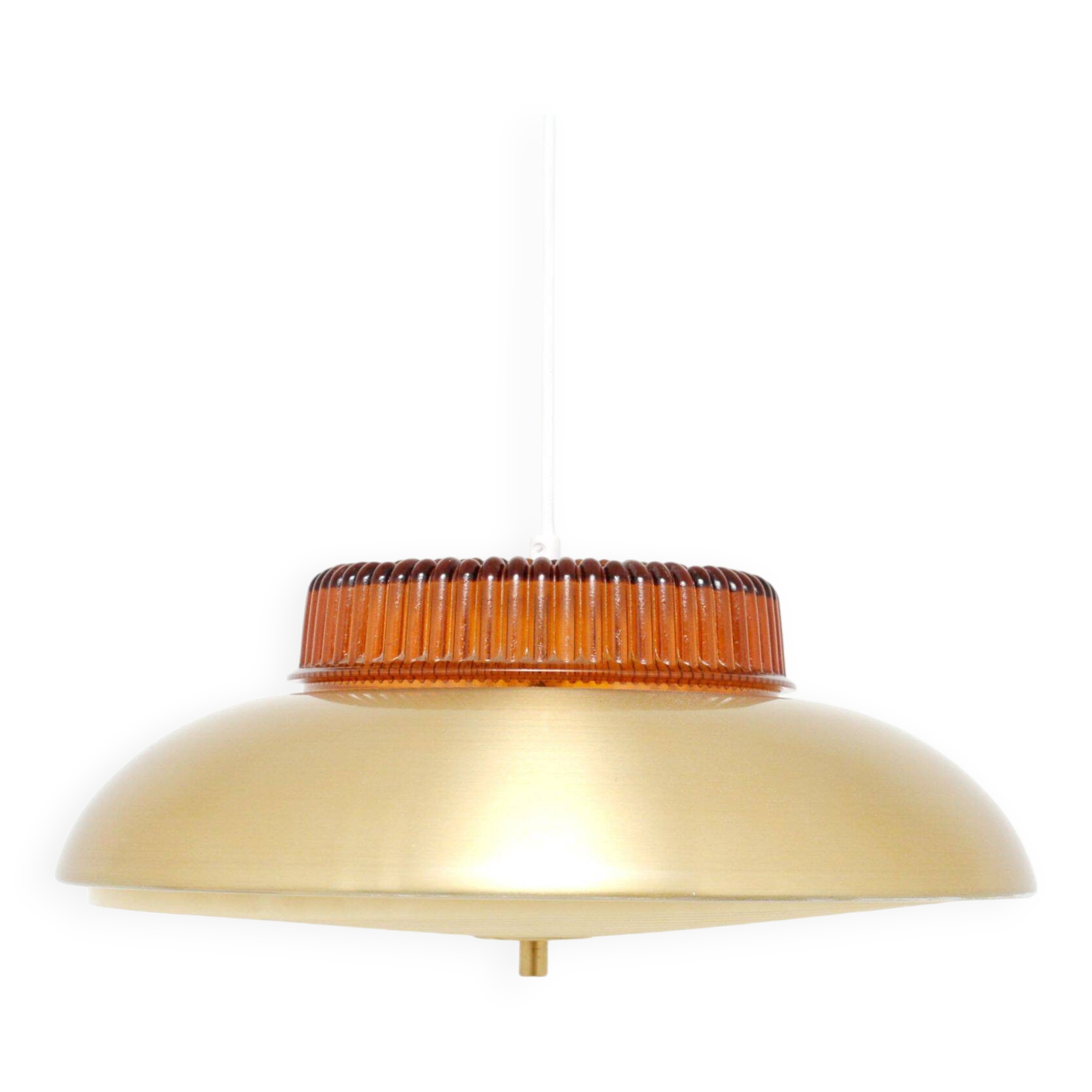 Scandinavian vintage lamp in brass and glass, 60's