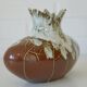 Vintage Brown Bud Fat Lava Ceramic Flower Art Vase Handmade Home Decor 1970