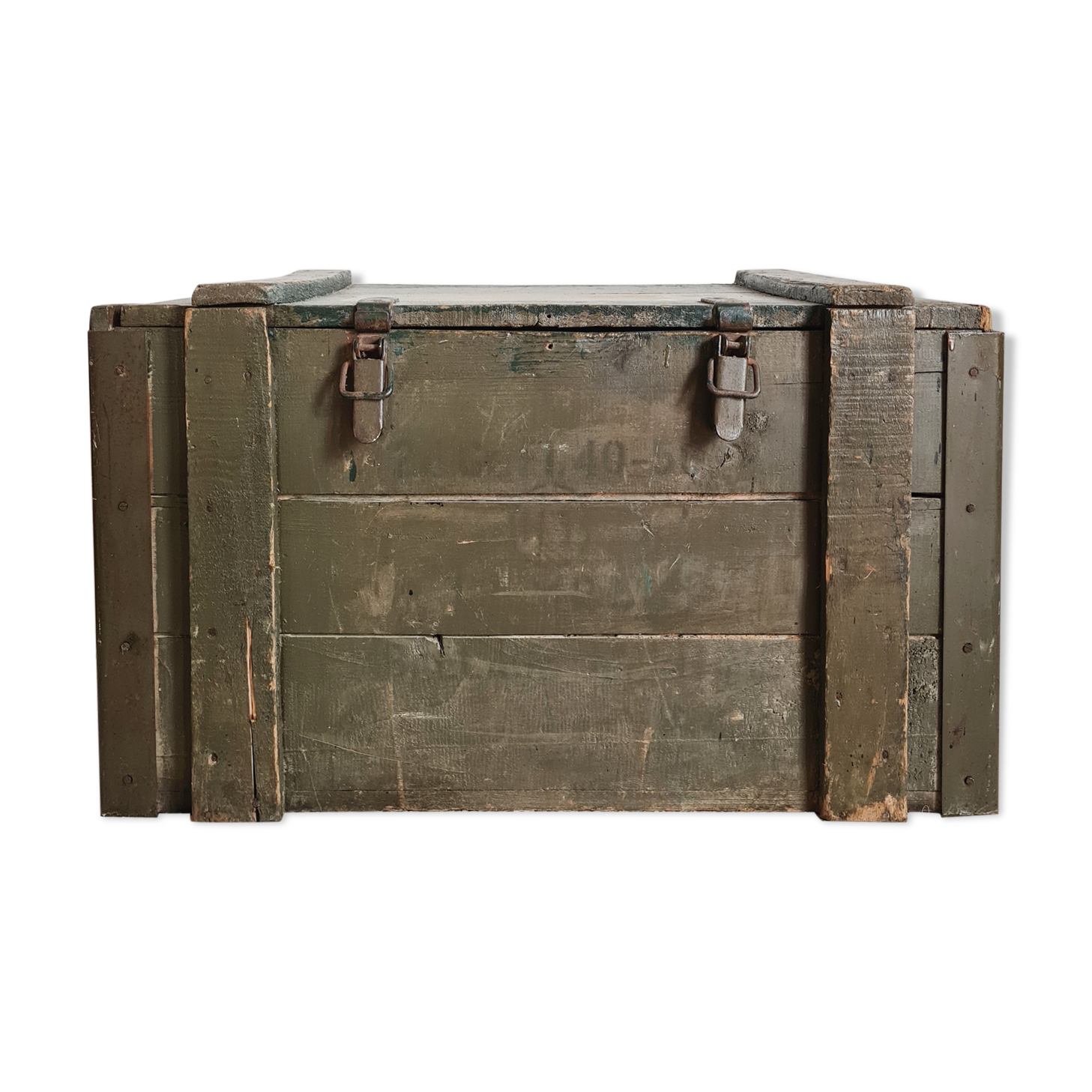 Old green military crate or trunk