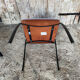 Vintage Armchair RONÉO Black Metal Legs + Dark Wood Shell + Vintage Fabric