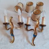 Pair of two-armed wall lights in gilded bronze, Louis XV style, by Lucien Gau.