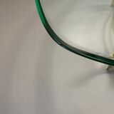 Table basse années 70  forme libre laiton et verre