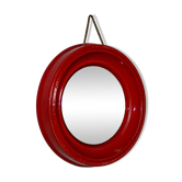Miroir en céramique vintage rouge vif 1960