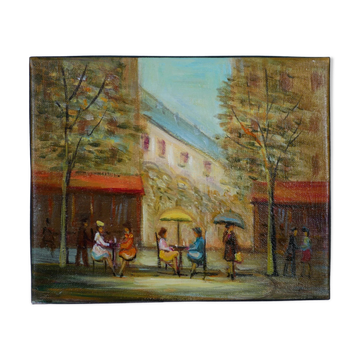 Michel Pabois - Parisian Terrace - Oil on canvas.