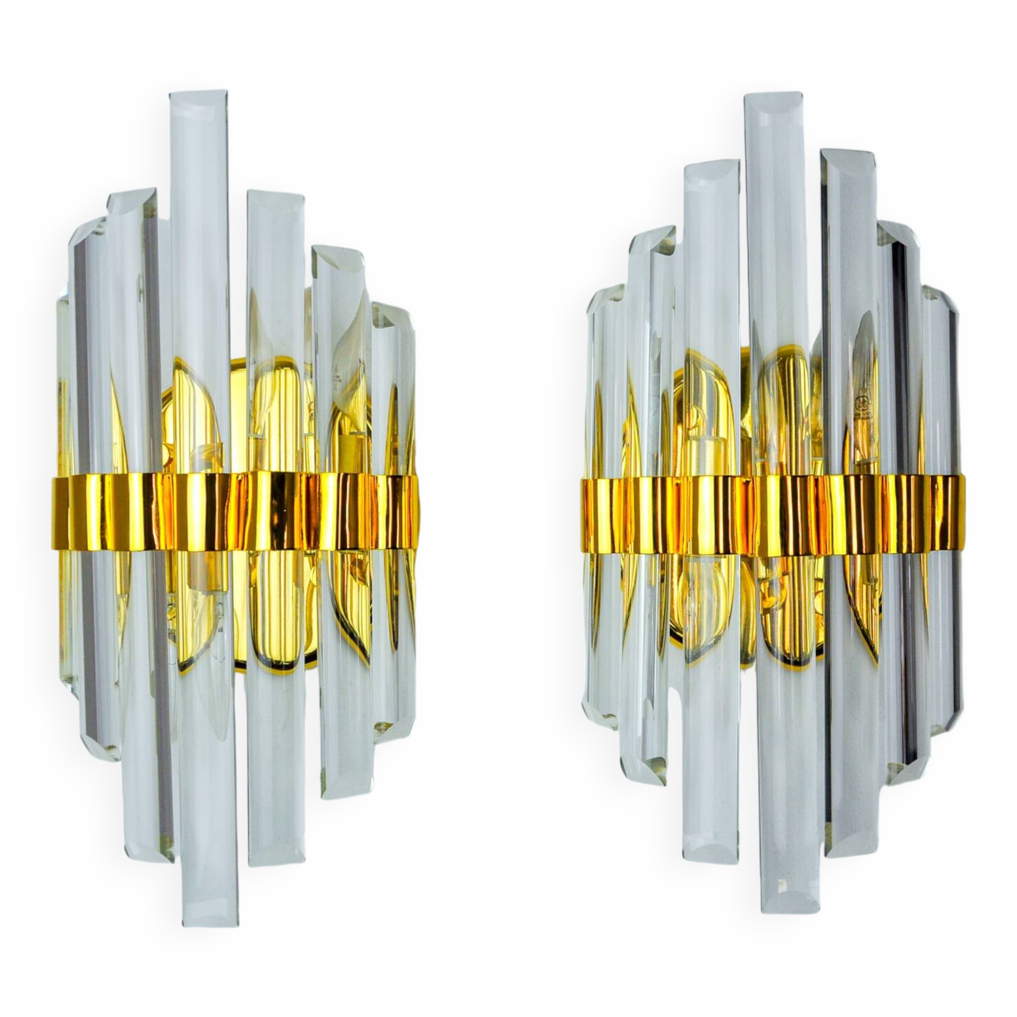 Pair of Venini Murano glass wall lights Italy 1970
