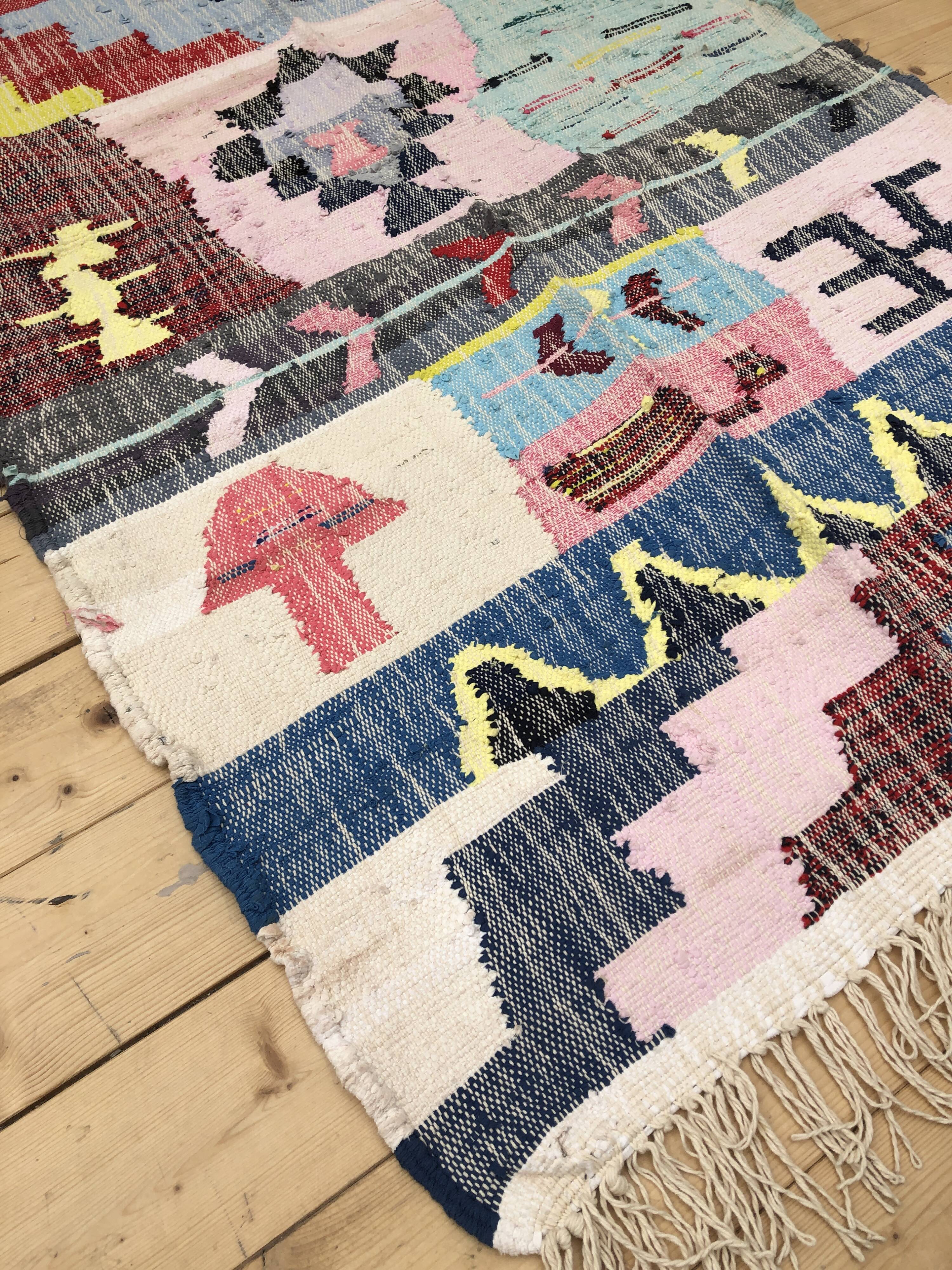 Moroccan Berber carpet Kilim Boucherouite Neuf 1, 68x1m