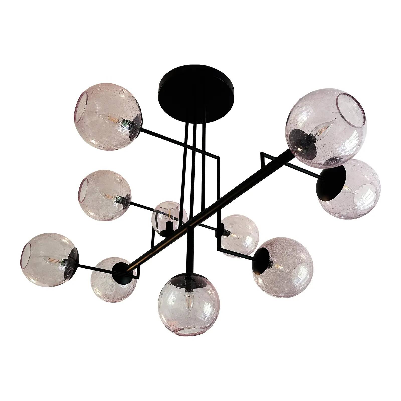 Contemporary Pink "Pulegoso" Spheres Murano Glass Sputnik Chandelier by Sim