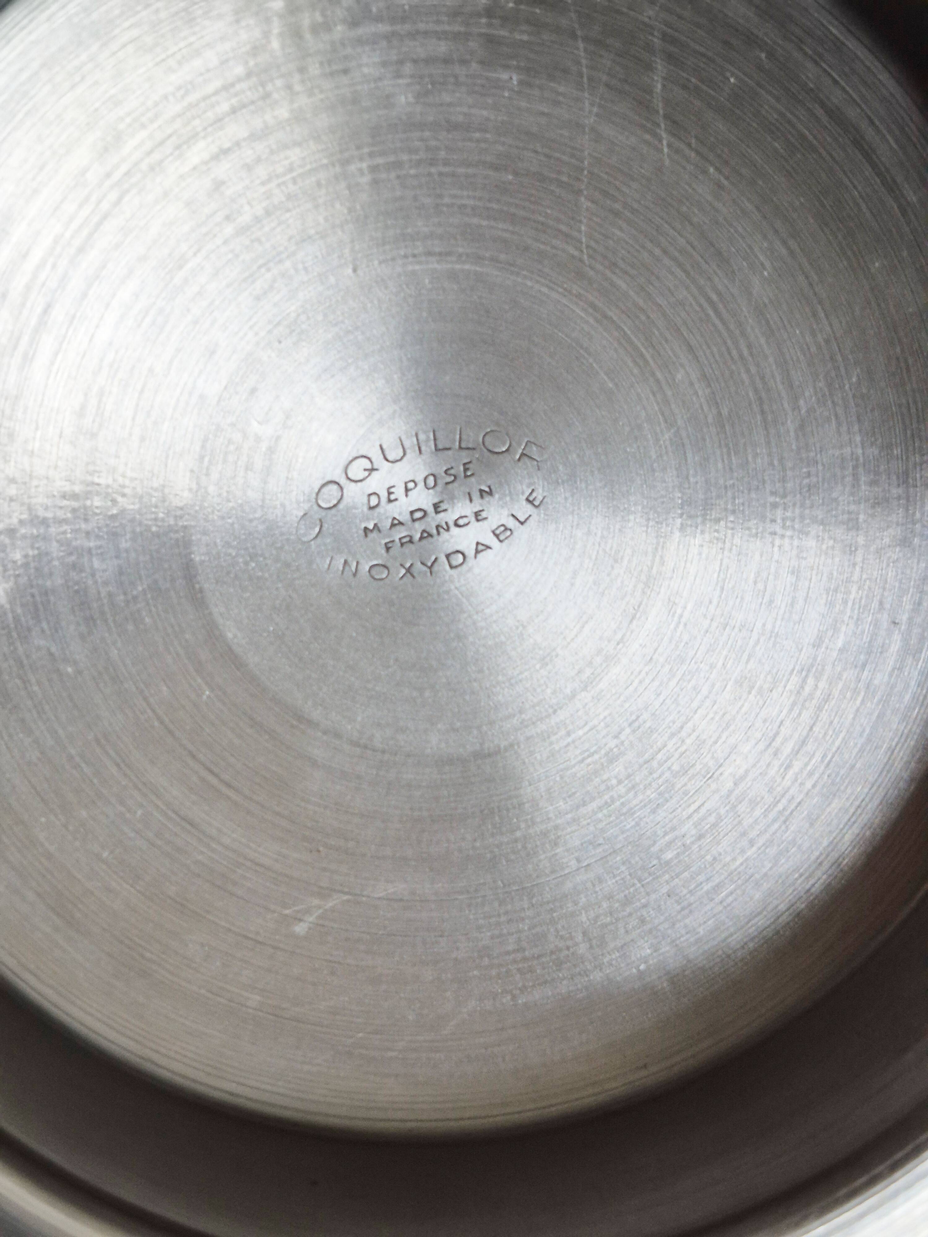 Vintage Coquillor butter dish in stainless steel