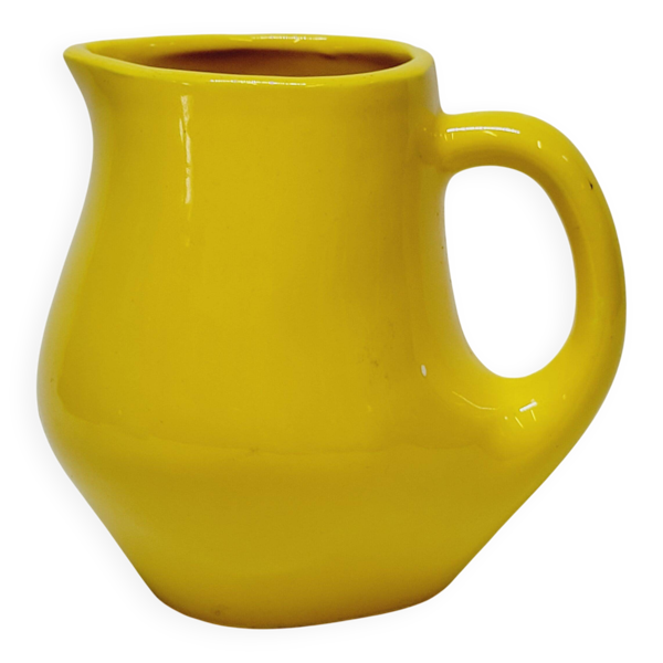 Pichet En Céramique Jaune Bresse P.L. Poet Laval Vintage