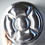 Large compartmented stainless steel hors d'oeuvre platter by Guy Degrenne, France, vintage.