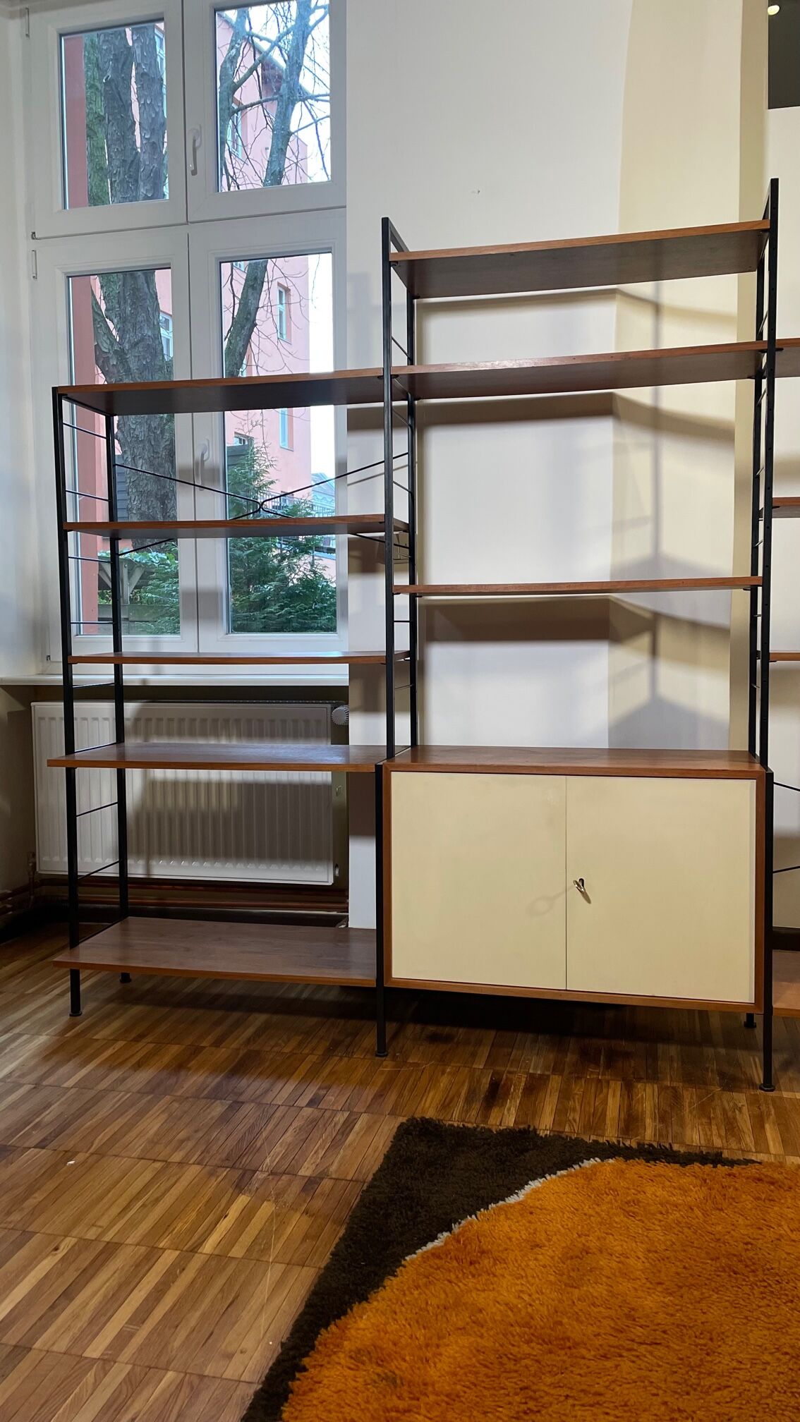 Modular vintage shelves of the 60s with box
