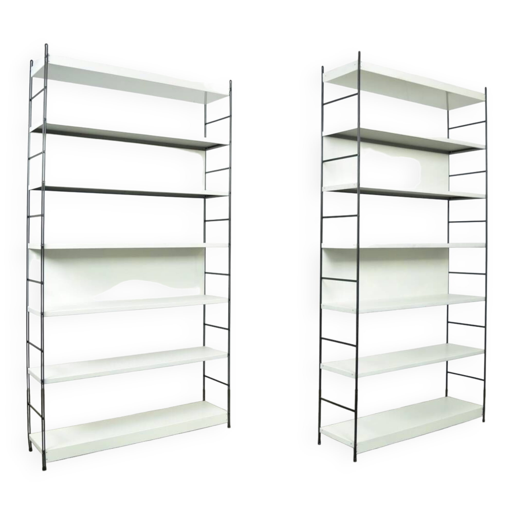 Industrial metal roomdivider / bookcases / bookshelves, 1960s Netherlands