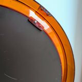 Miroir rond vintage en plexiglas orange Space Age 1970