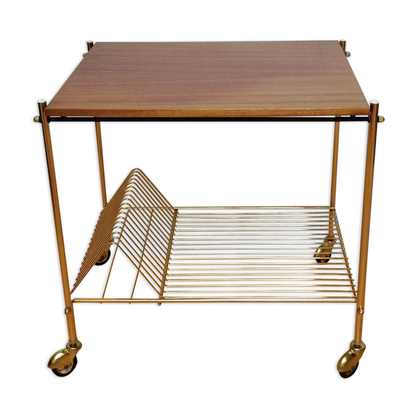 Vintage service range vinyls in teak France 1960