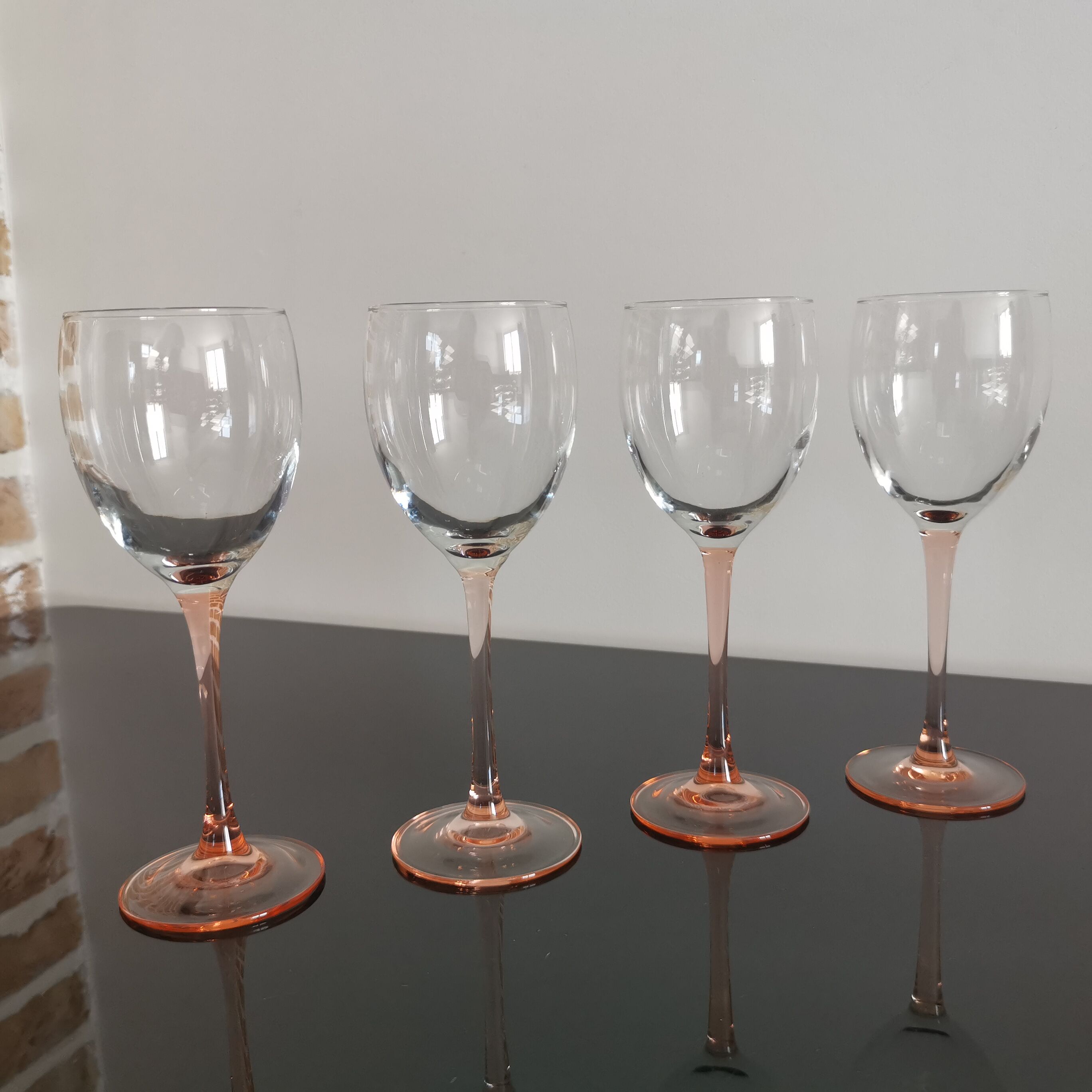 Luminarc pink feet wine glasses
