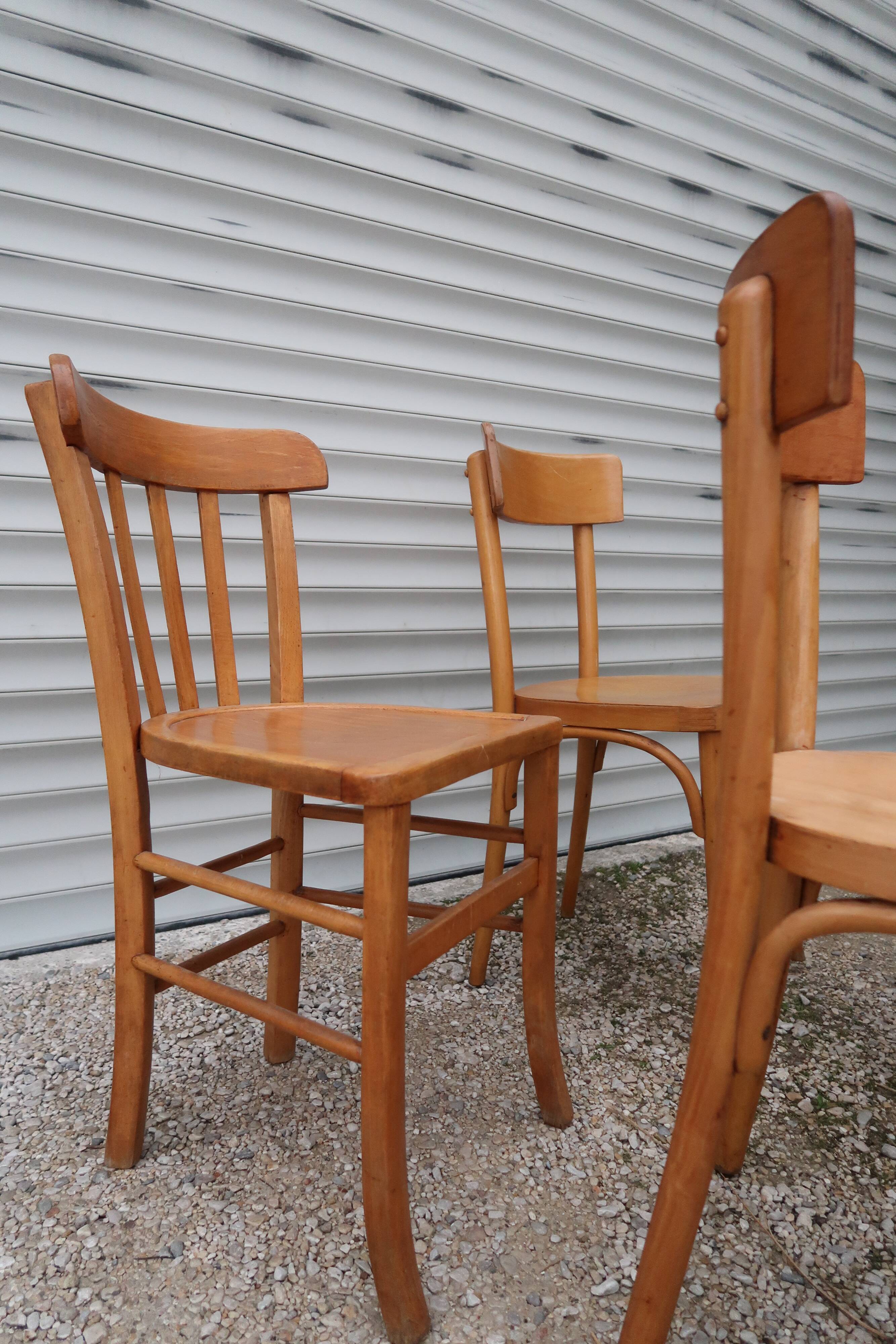 Lot de 4 chaises bistrot Thonet et Baumann