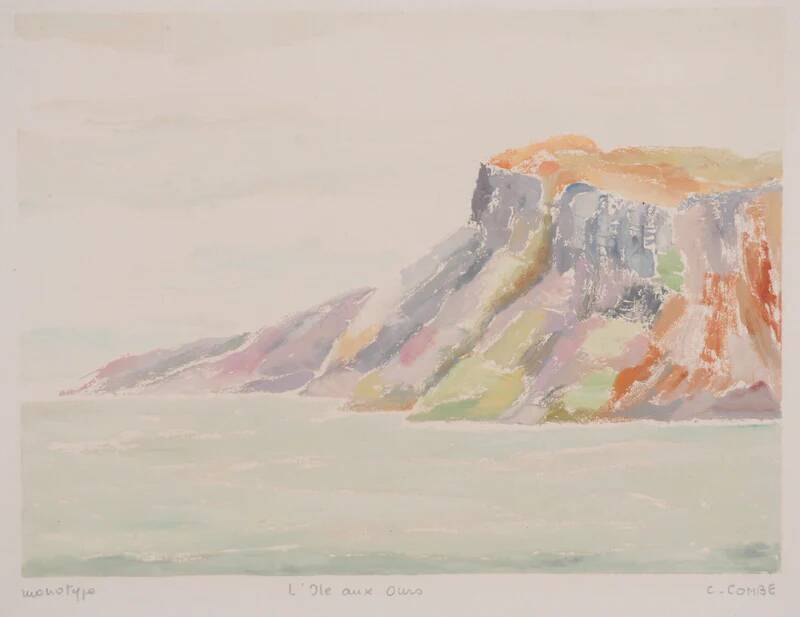 Camille combe: the mountain of bear island, original signed monotype