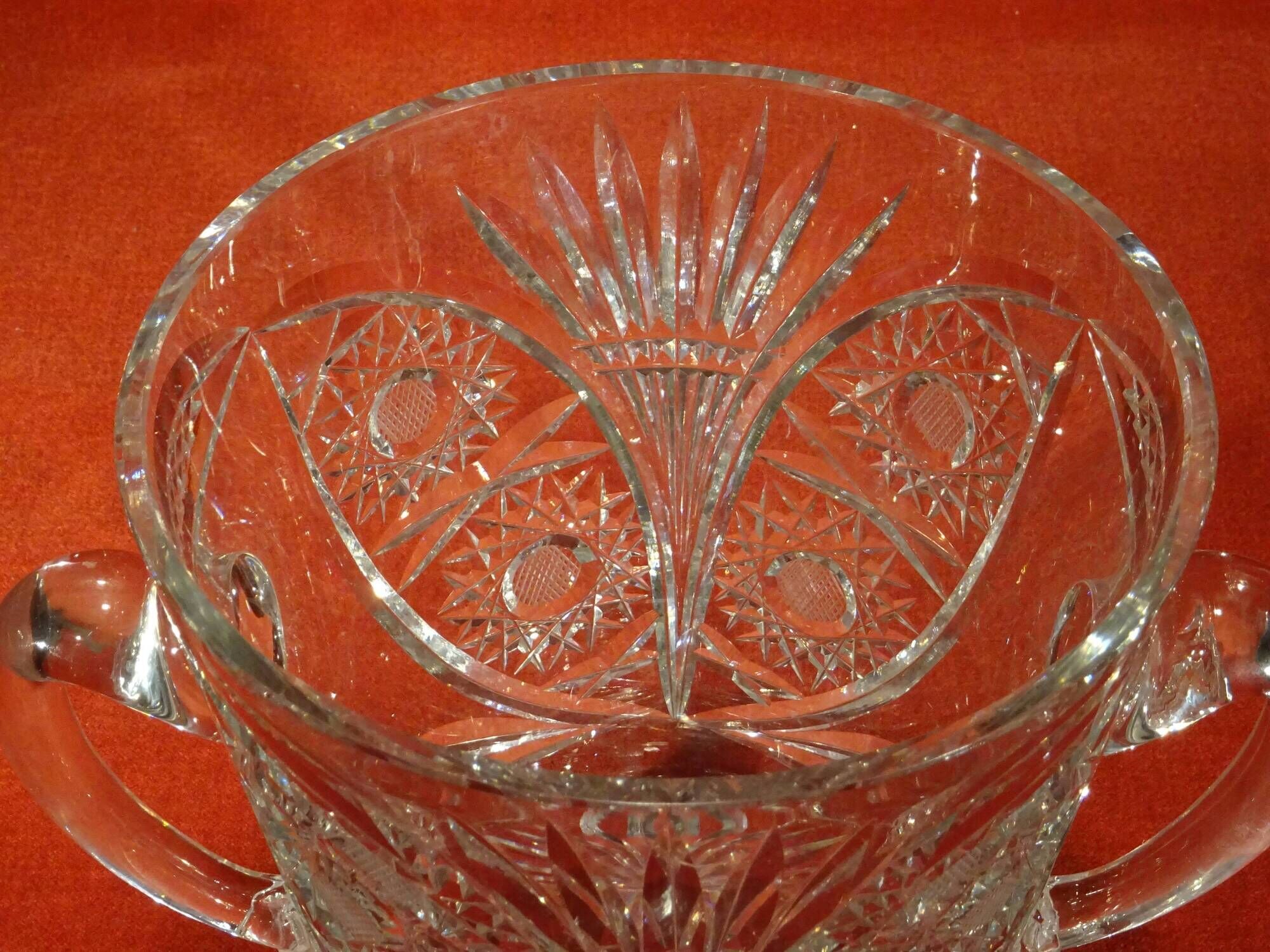 Spectacular large crystal champagne bucket cut