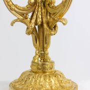 Eugène Bazart Paris. Gilded bronze hot water bottle lamp. Circa 1880.