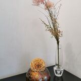 Vase boule en verre signé  Laque line
