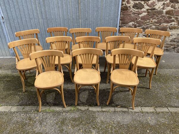 Chaise bistrot viennoise en bois courbé Fischel 1980