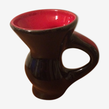 Vase en céramique 1950 rouge et noir