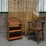 Vintage foldable corded rattan shelf