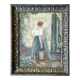 Cécile Van Moé. 19th Century Charming oil on canvas presenting a young woman near a well.
