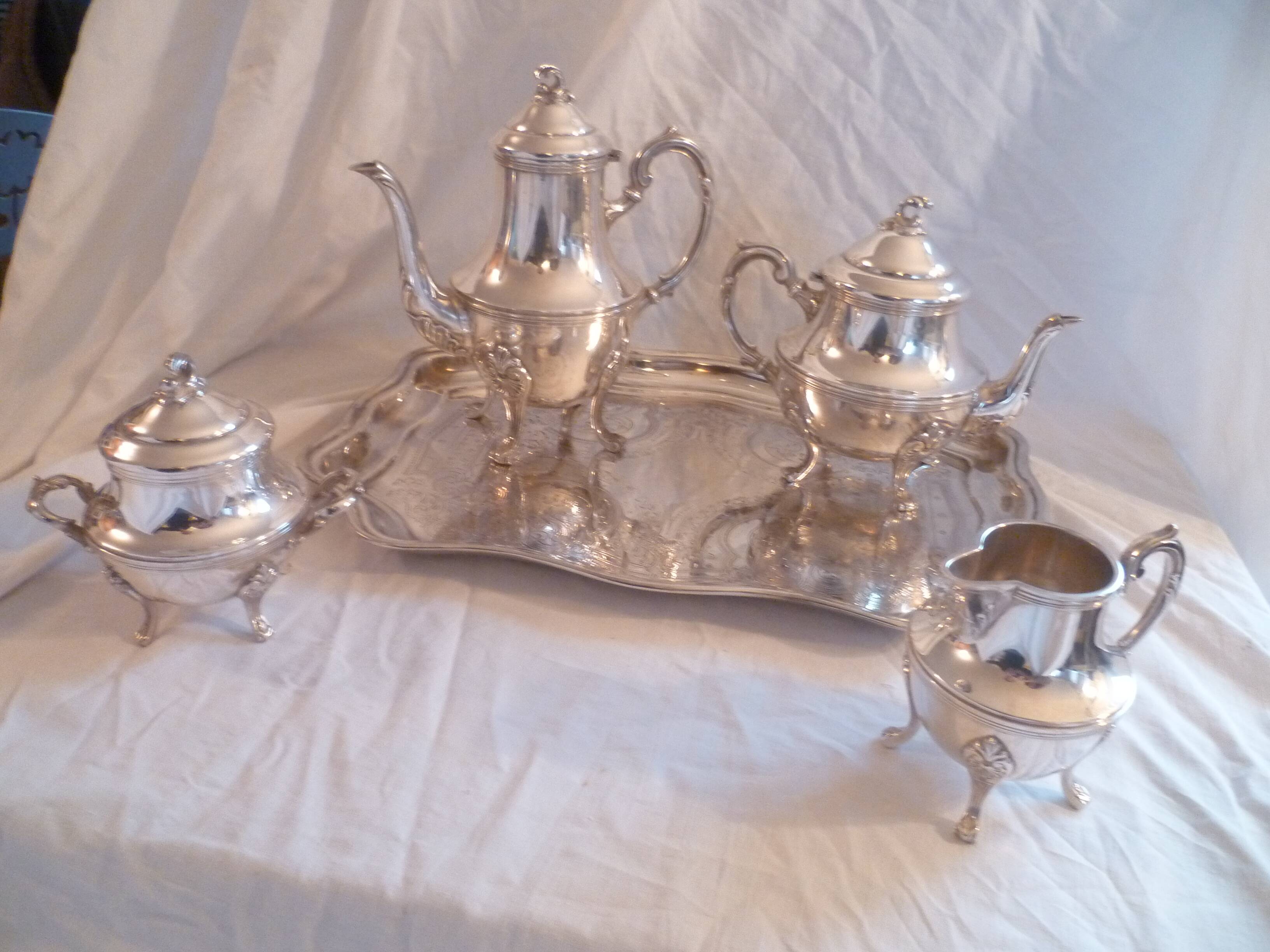 Service a cafe/the 5 pieces met.argente quadripode styl louis xv