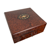 Coffret à bijoux, Napoléon III, XIXème siècle, bois de loupe de thuya, bois de rose, laiton