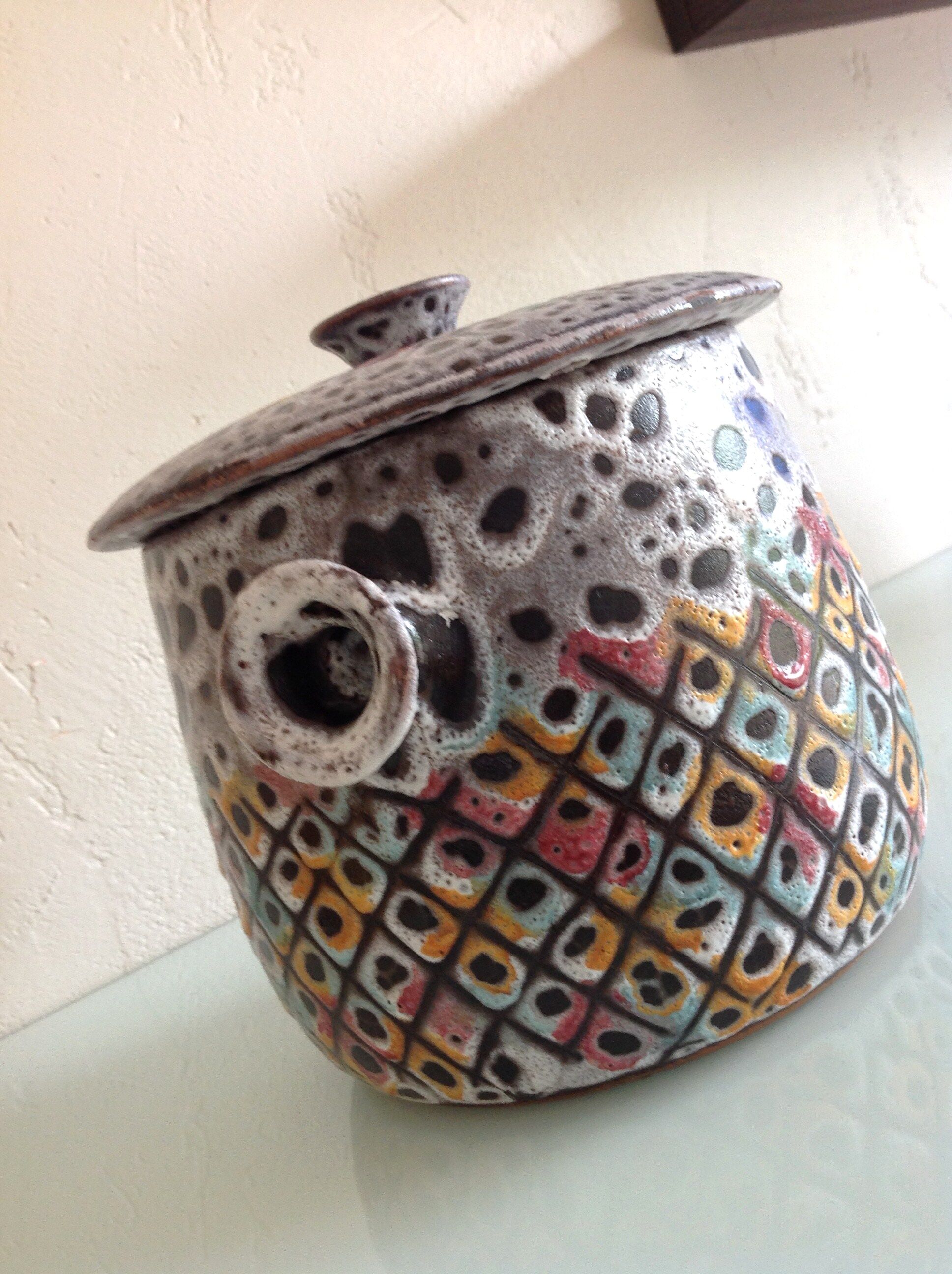 Polychrome cermal pot by FPP Vallauris / vintage 60s