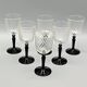 6 liqueur glasses on black opaline foot france, onyx luminarc vintage