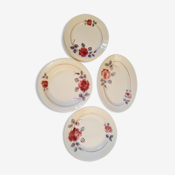 Set of 11 plates, 1 dish and 1 bowl Badonviller